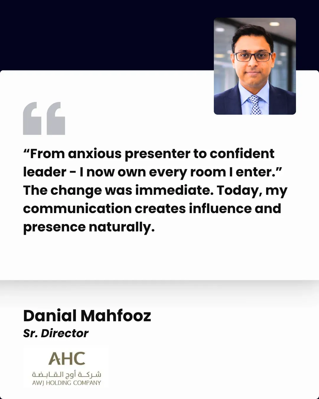Danial Mahfooz testimonial