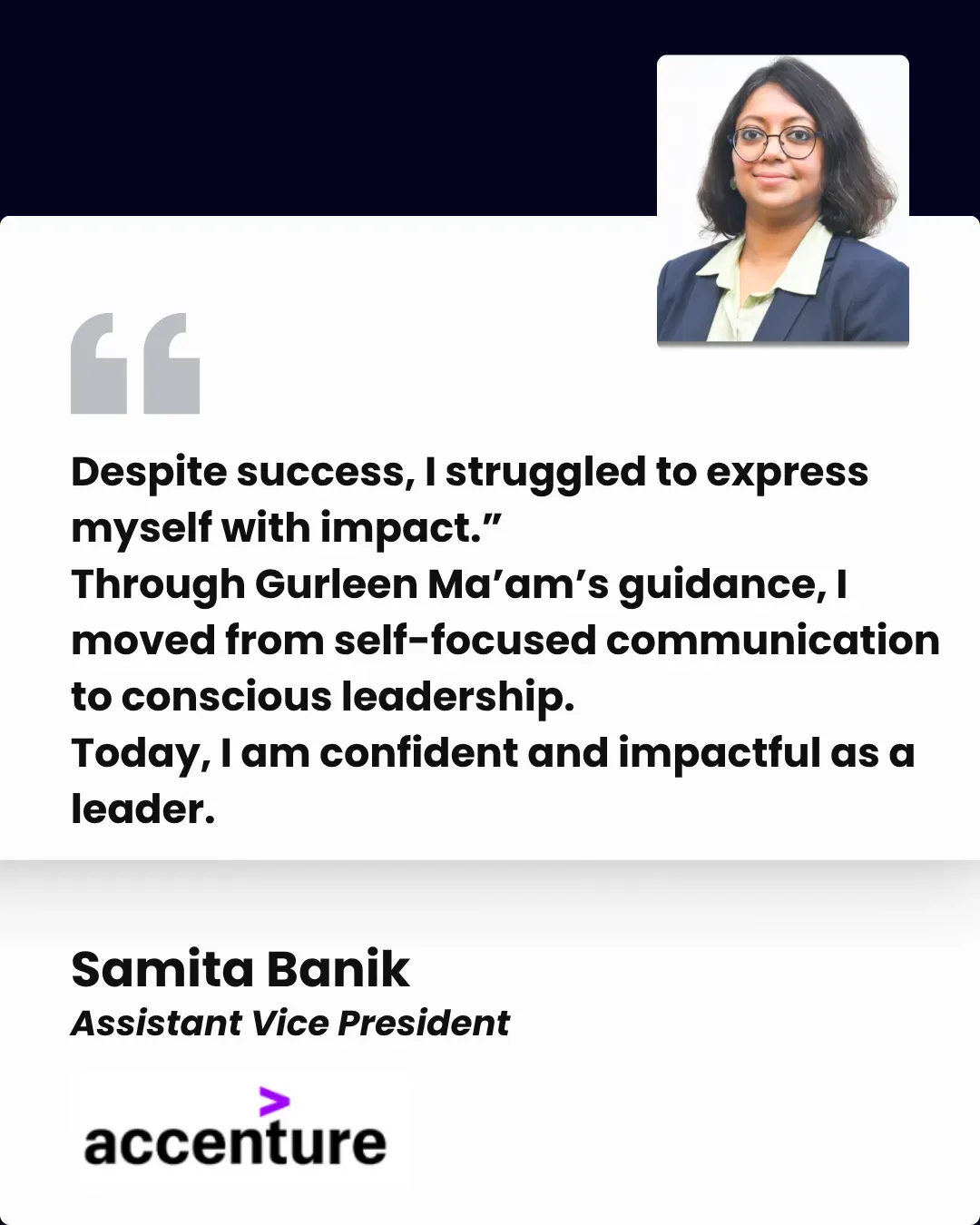 Samita Banik testimonial